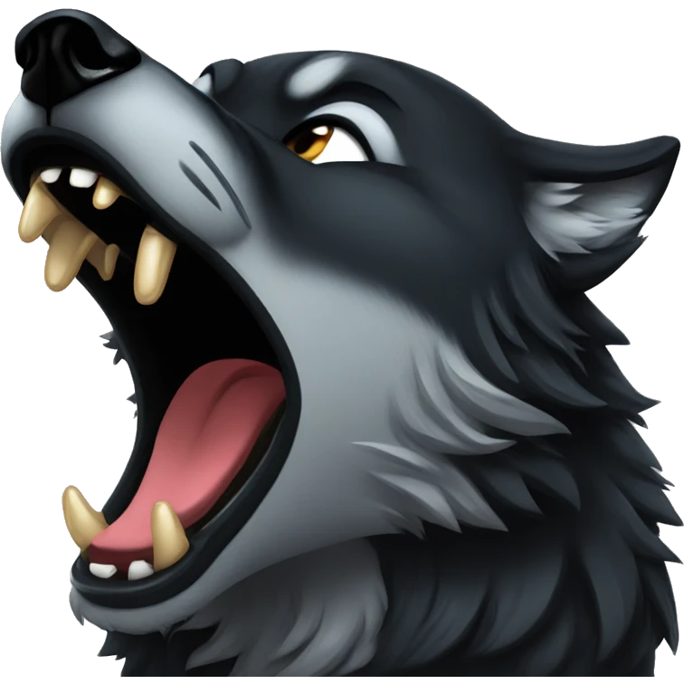 Black wolf howling tears emoji