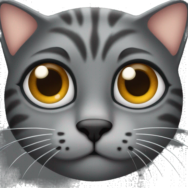 cara de gatito negro con ojos marrones y anteojos emoji