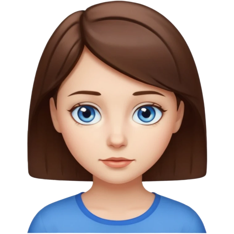 Chica de pelo corto color café y con los ojos azules emoji