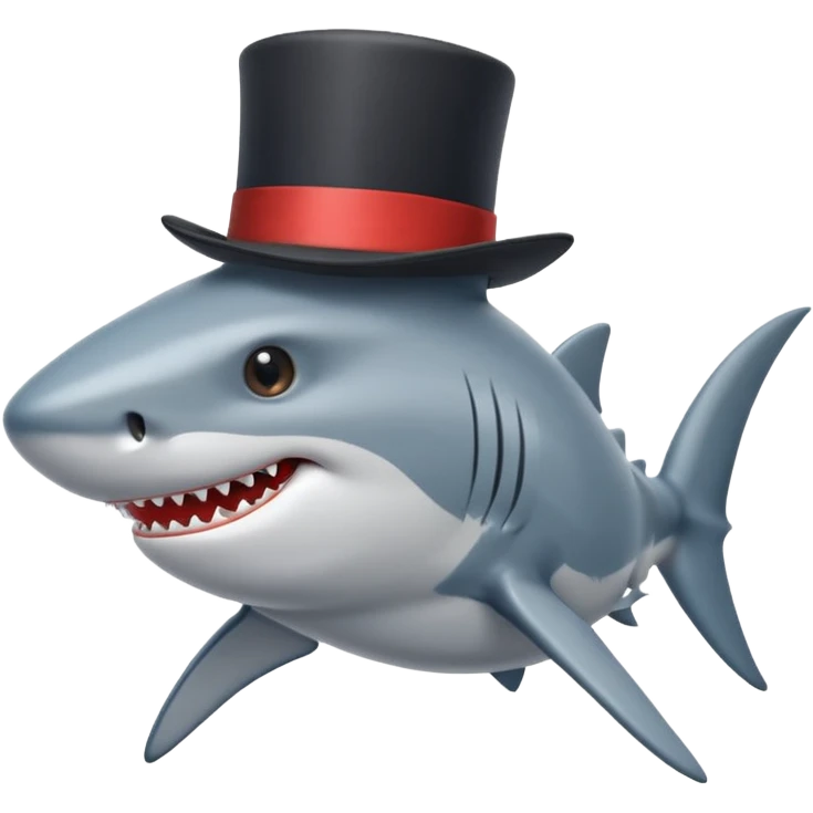 Shark with a top hat emoji