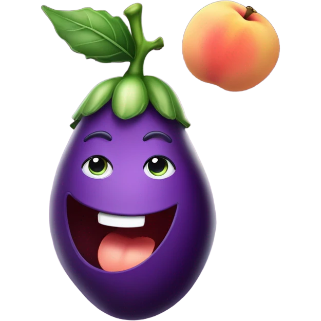 Happy eggplant and happy peach emoji
