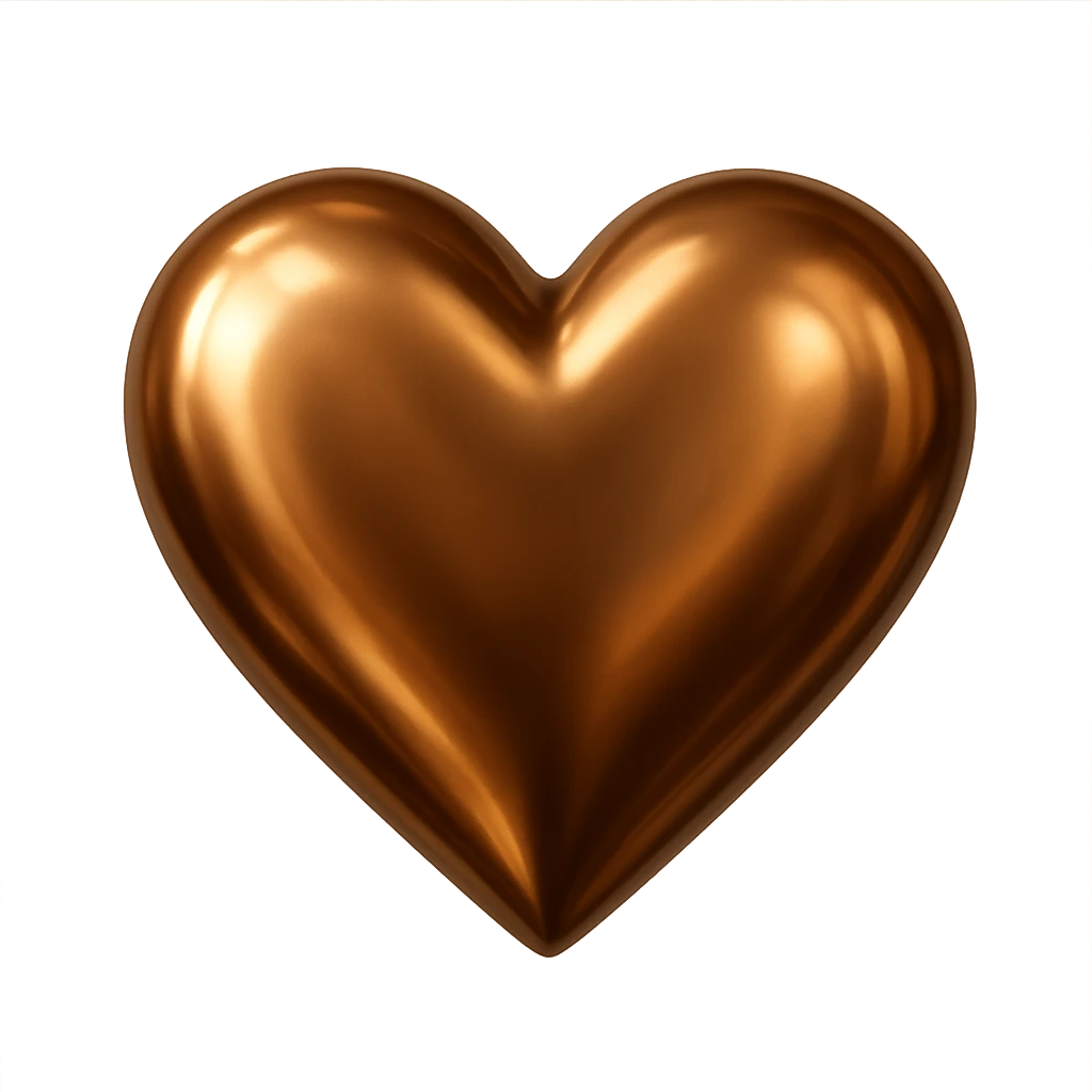 heart with a metallic bronze finish emoji