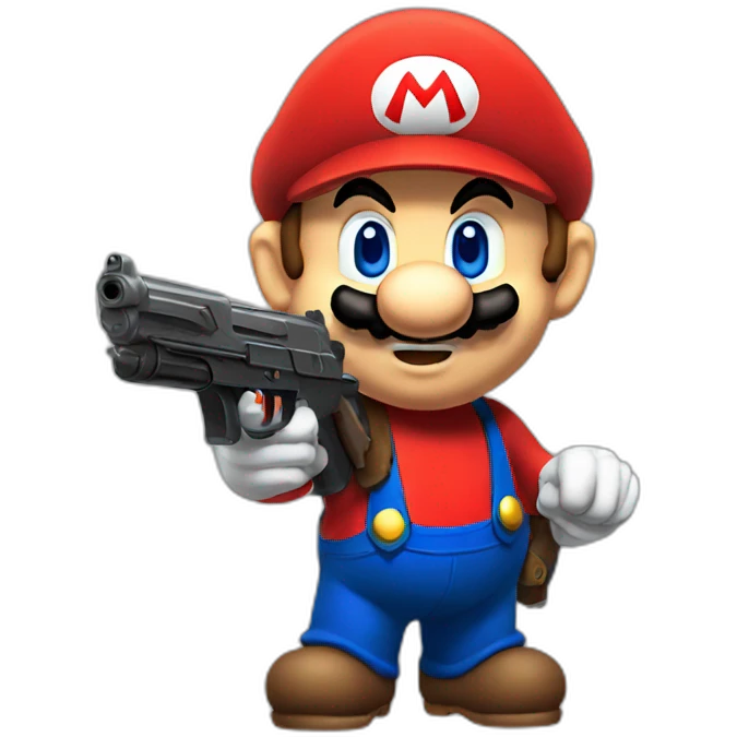 A super Mario with a gun emoji