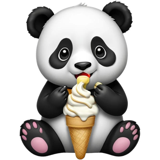 Panda eating ice cream emoji