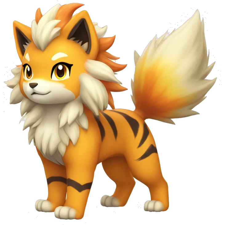 Colorful Shiny Kawaii Cute Tiger-Arcanine—Vulpix-Fakémon-Pokémon full body emoji