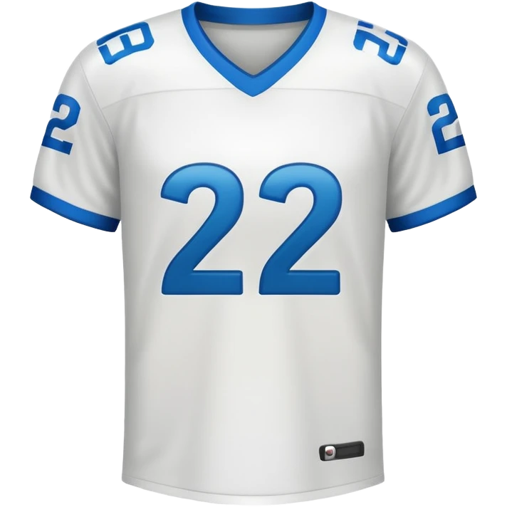 White football jersey at the back with number 22 emoji