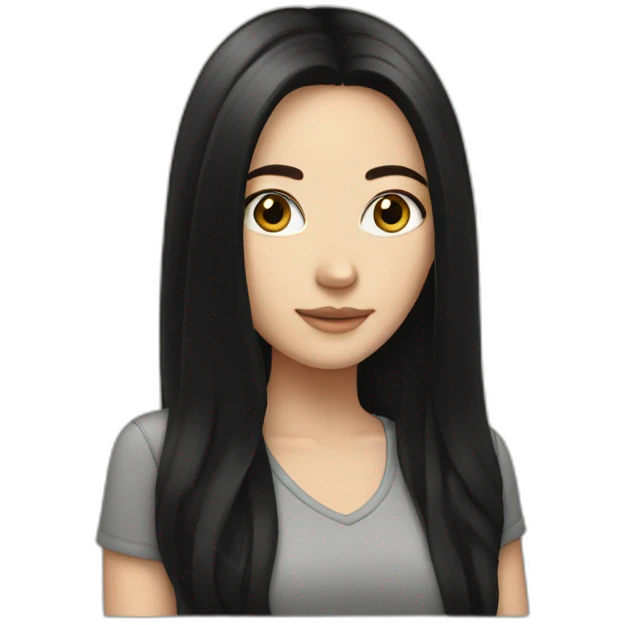white girl with long black hair  emoji