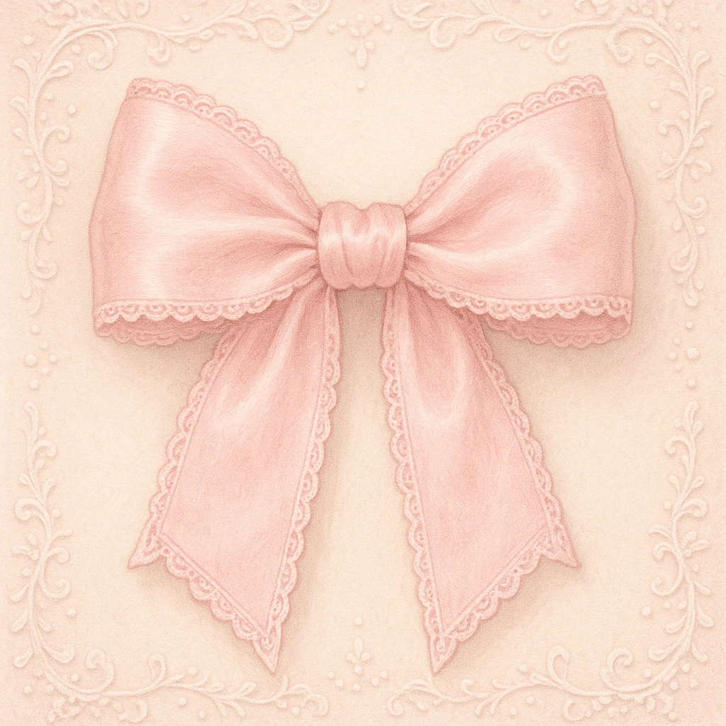 coquette style pink bow, soft and feminine, delicate details emoji
