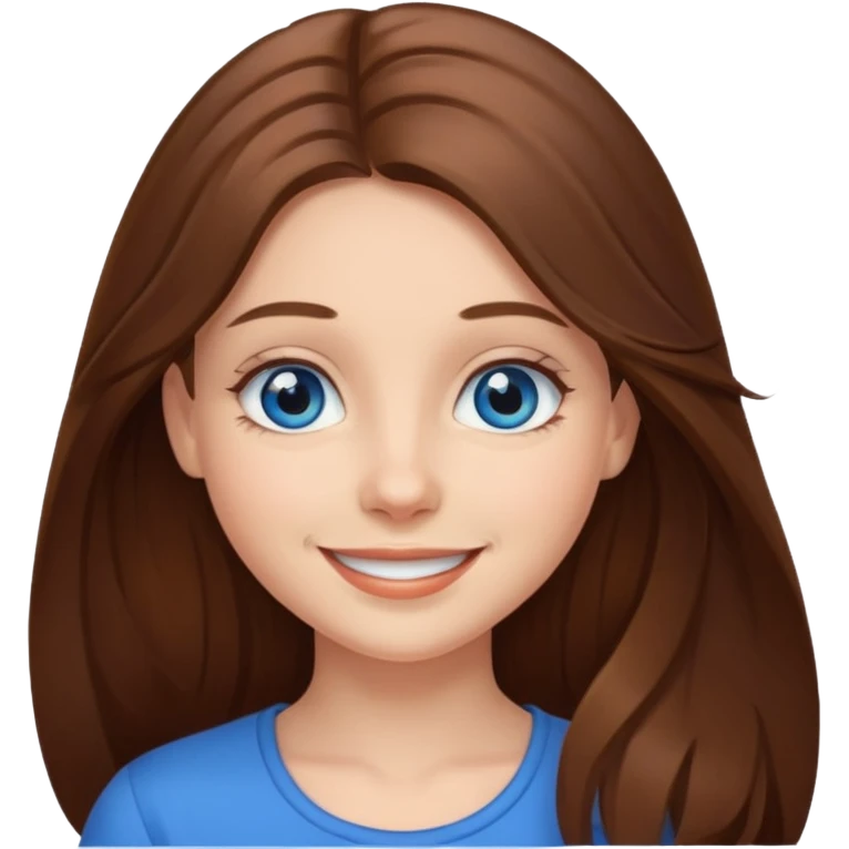 smiling girl with long hair blue eyes emoji