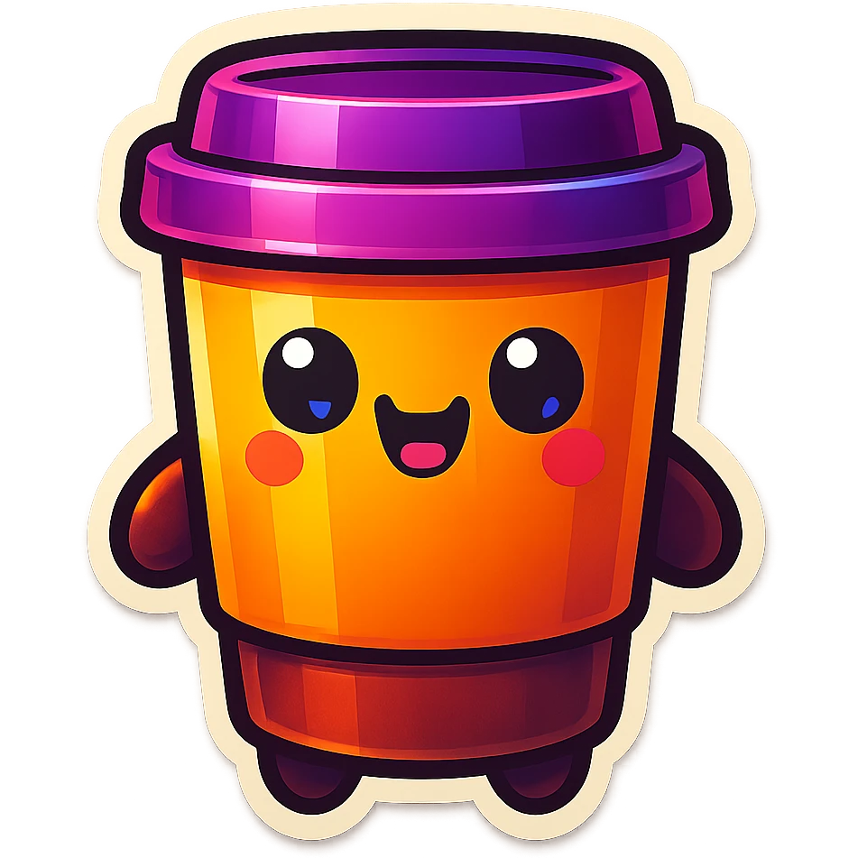 Tall coffee cup, hiding emoji