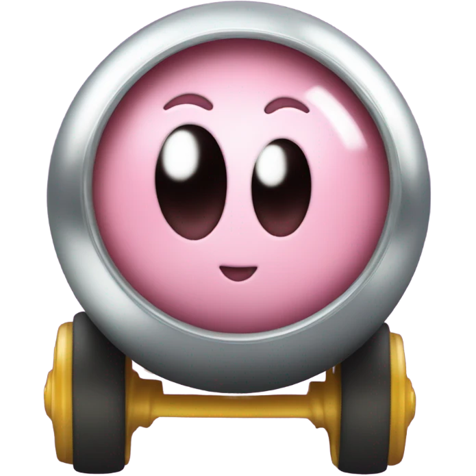 cute eyes Kirby Metal ball with on 4 car wheels  emoji