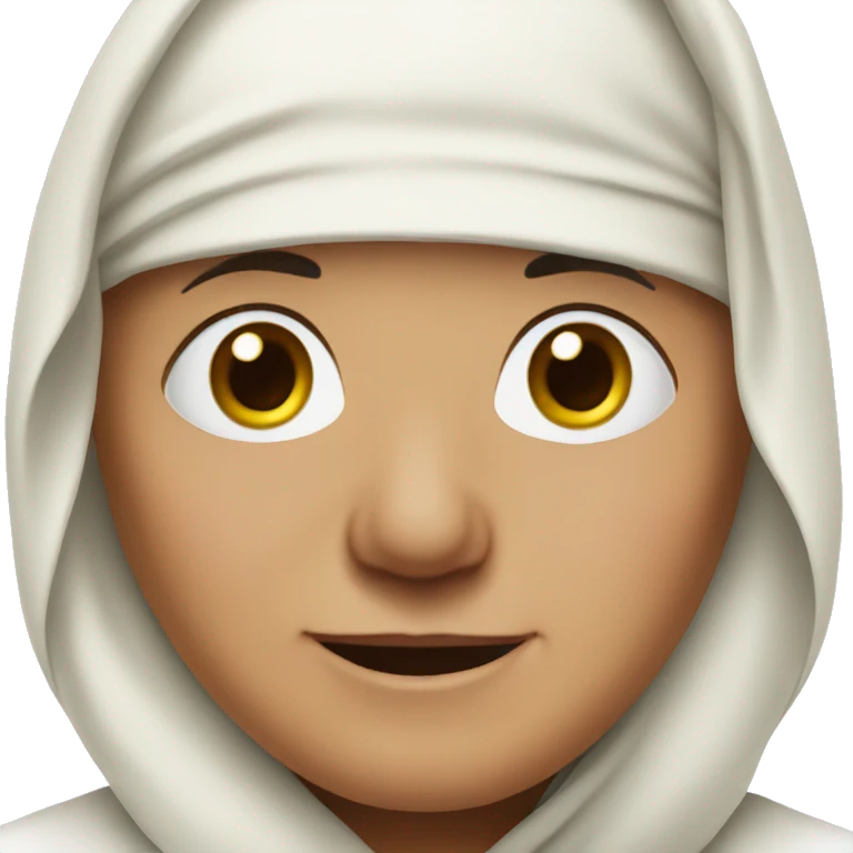 Elderly person with wrinkles, wearing a white headscarf. emoji