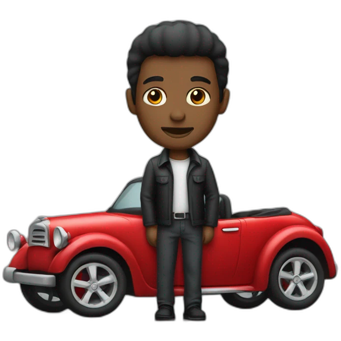 hombre negro con un carro rojo emoji