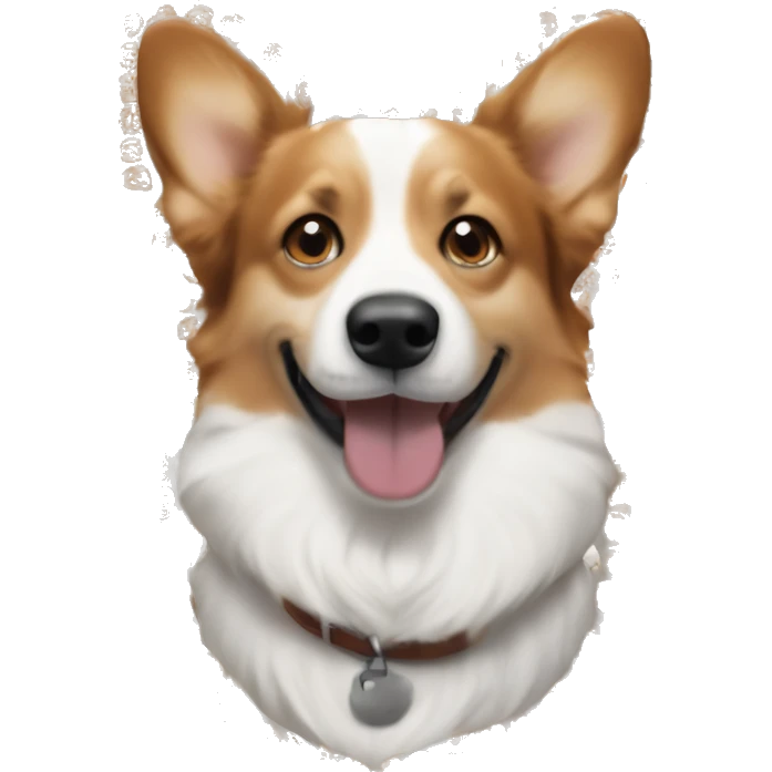 Hazel eyed brown haired white young handsome men who has corgi next to him happily emoji