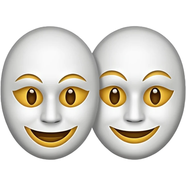  color white Two mask that is circling one is happy the other is sad emoji