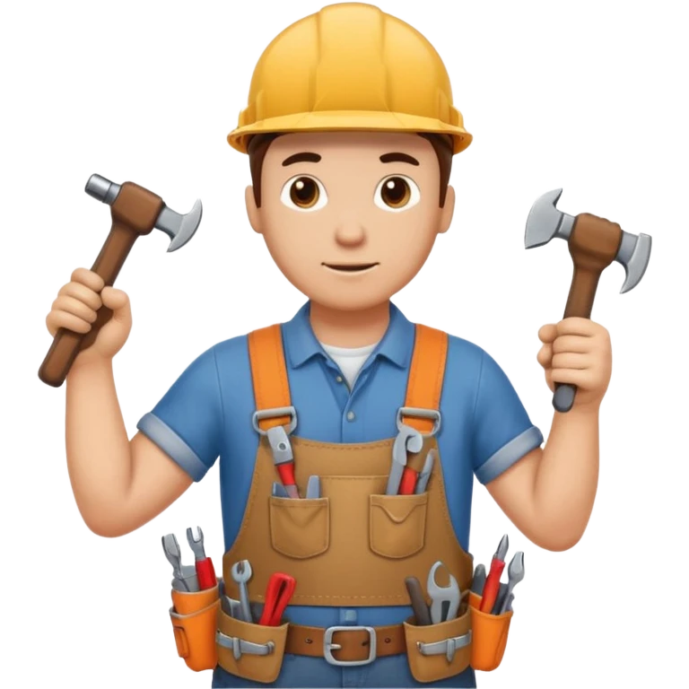 a handyman holding a wrench in this right hand and a hammer in his left hand emoji