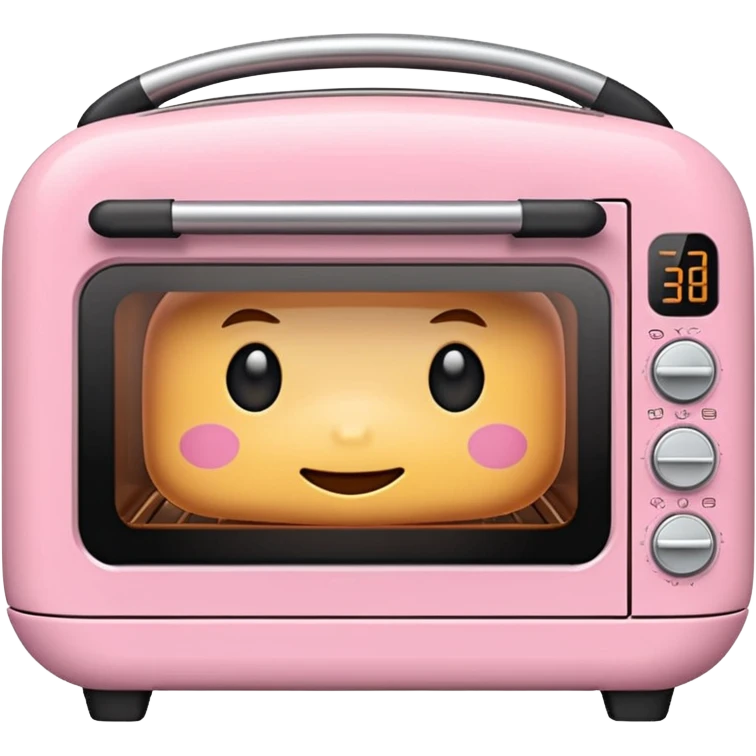 Cute emoji-style Ninja Combi countertop oven, pastel pink appliance, rounded edges, soft highlights, simple shadows, modern kitchen gadget aesthetic, kawaii but realistic, centered, white background emoji