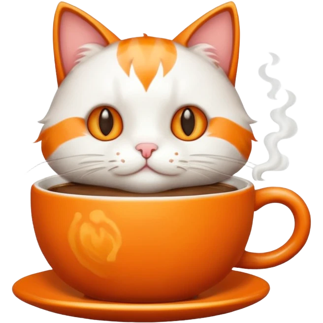Cat with a cup f coffee emoji