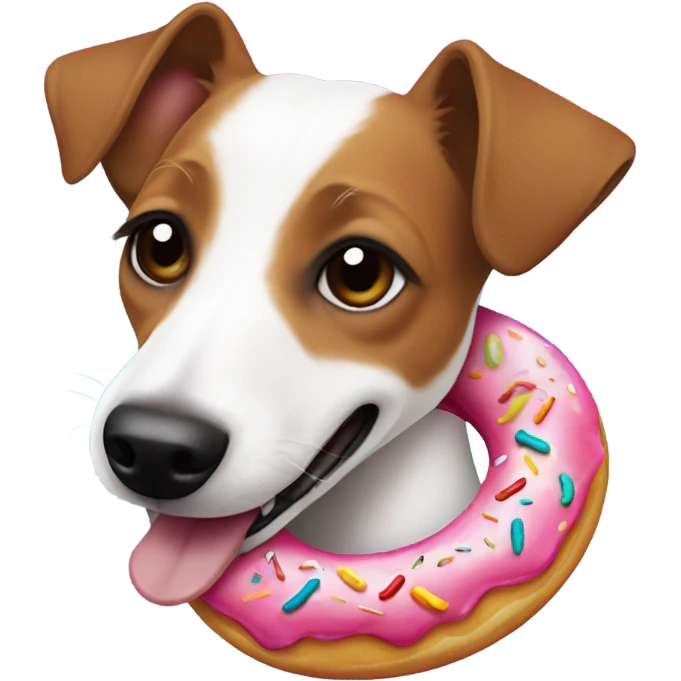 Jack Russell eating donut emoji