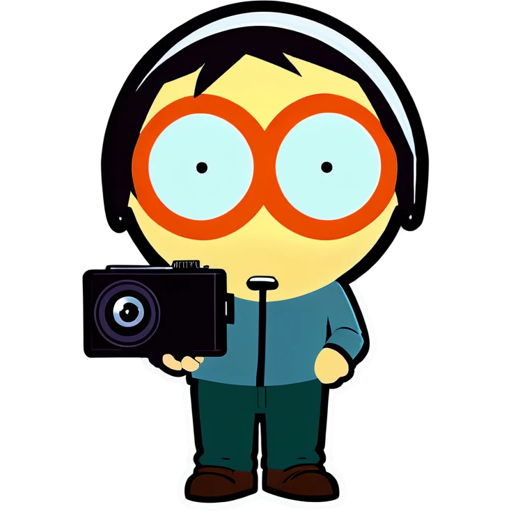 Timmy from South Park delivering a camera emoji
