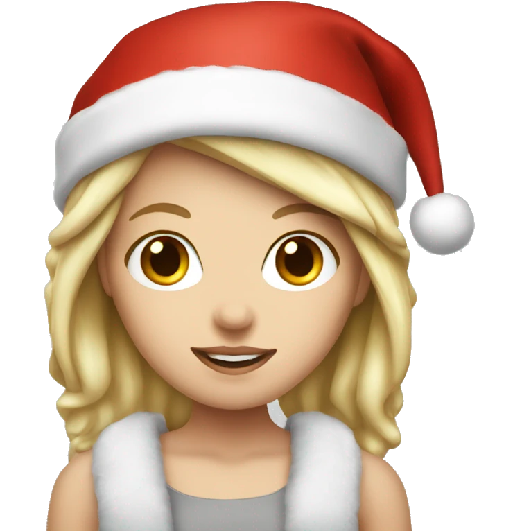Blonde white girl with Christmas hat emoji