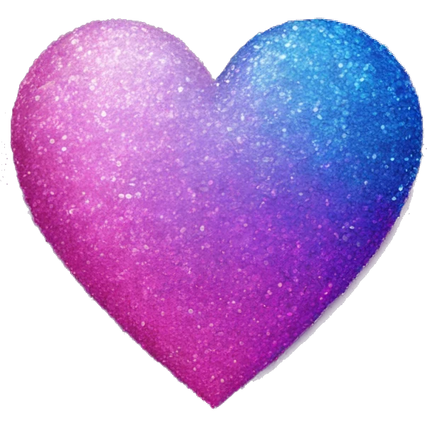 Bisexual flag colored heart, glitter, blue to purple to pink gradient  emoji