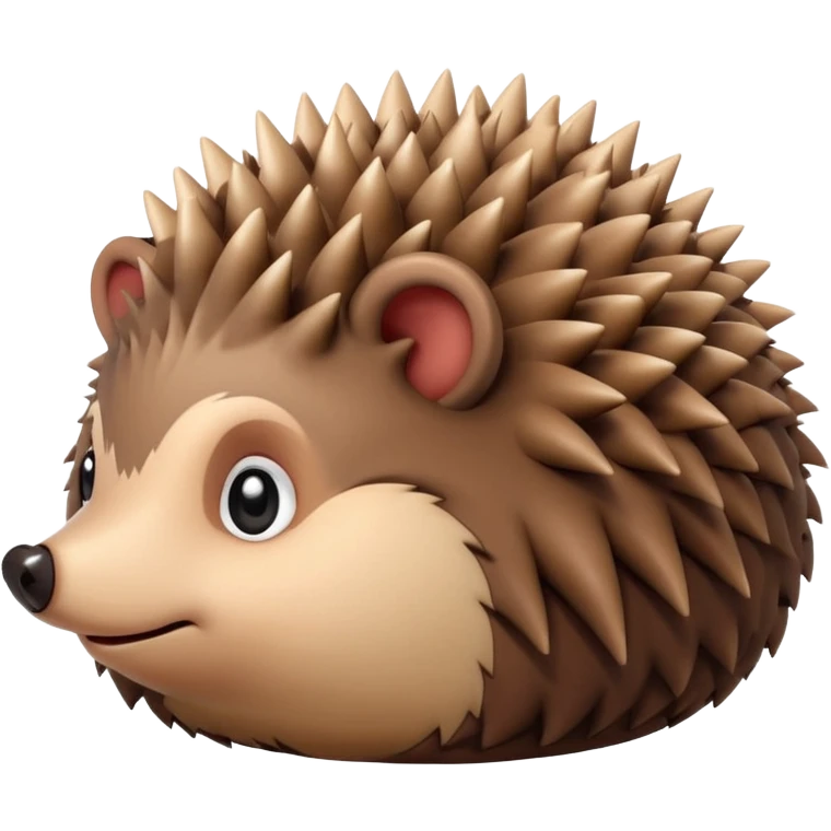 curled up hedgehog without face or limbs, apple emoji style, brown and beige colors emoji