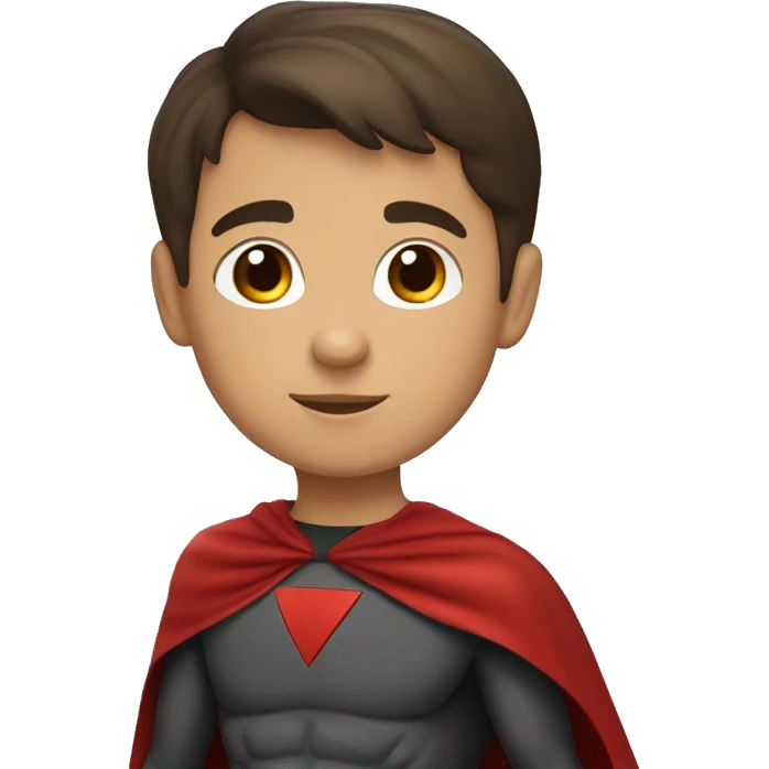superhero, child, boy, short brown hair, brown eyes, Hispanic, cape emoji