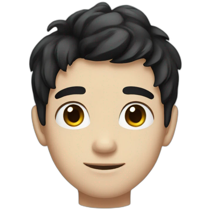 Cute boy with black hair and blue eyes emoji