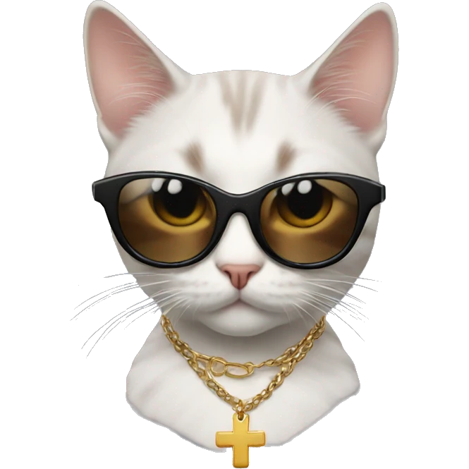 Cat with sunglasses and cross necklace emoji
