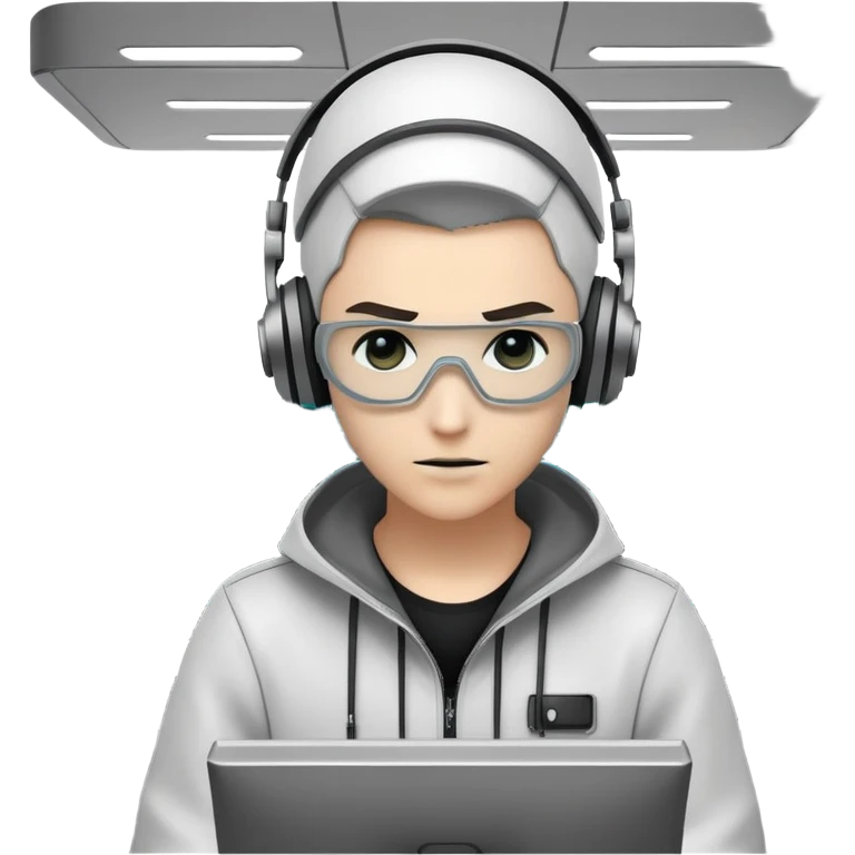 monochrome cyberpunk hacker terminal command center emoji
