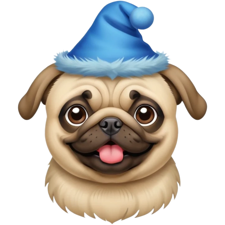 Pug in blue jester hat emoji