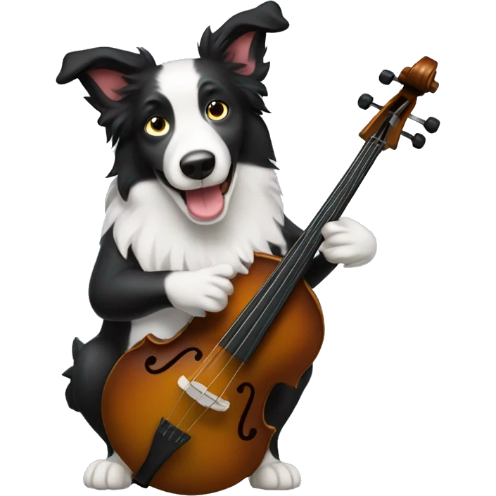 border collie playing the double bass emoji