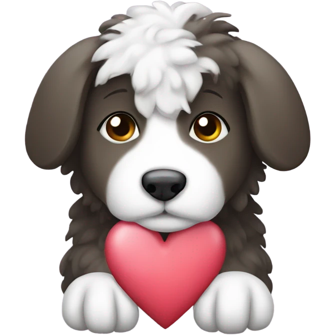 Create a sheepdog puppy with a heart emoji