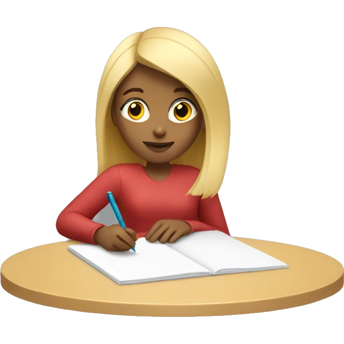 blonde girl writing emoji
