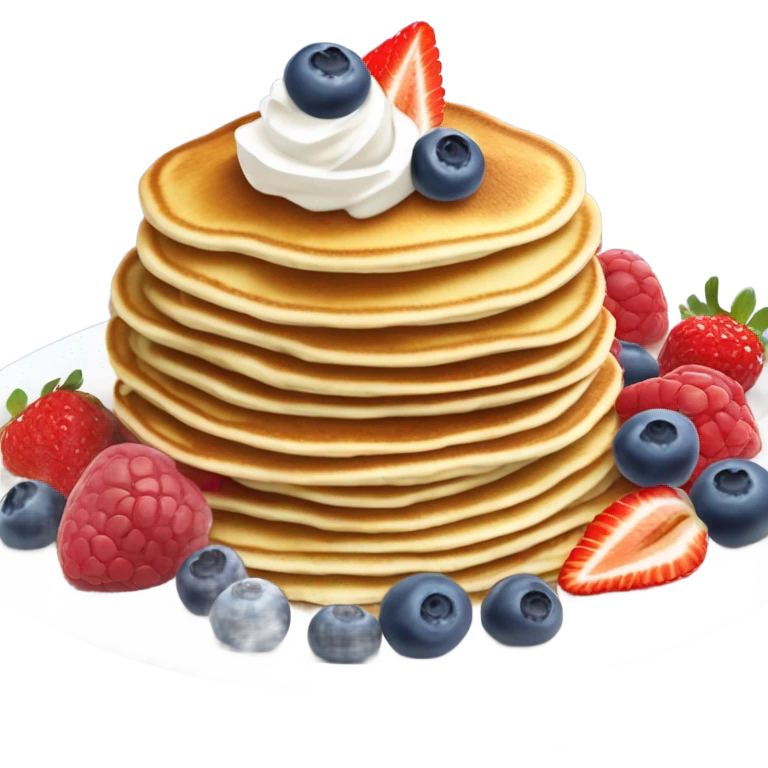 Pancakes with cream and berries  emoji