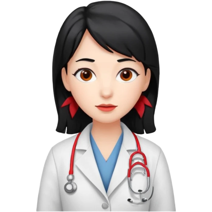 doctor with black hair and red hairclips  emoji