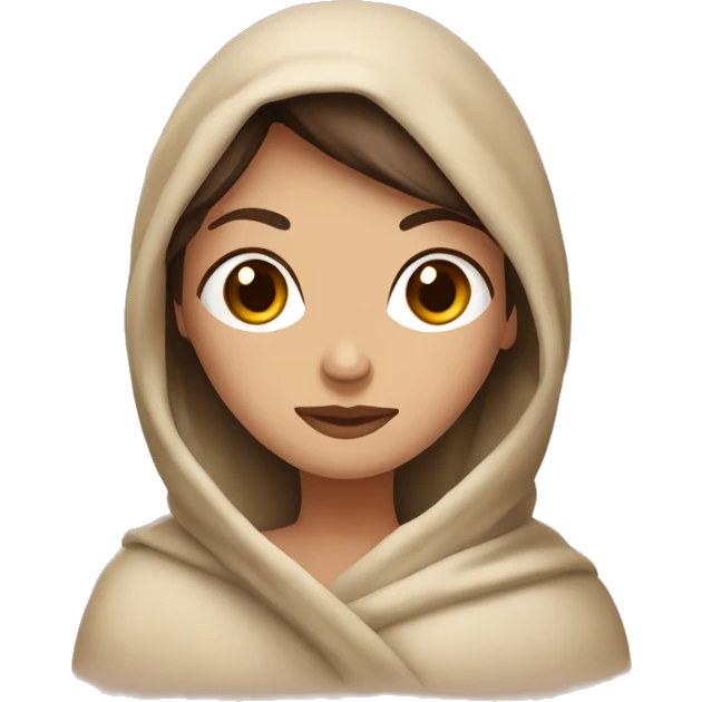 Brunette Caucasian women wrapped in a beige blanket emoji