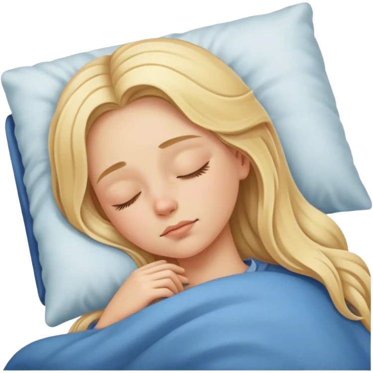 blonde girl with long hair sleeping emoji