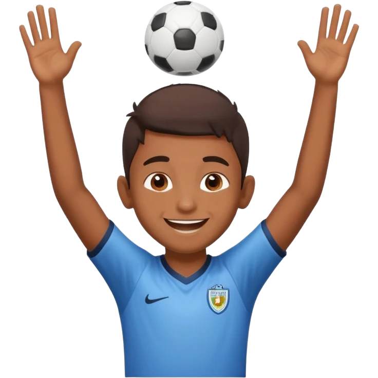 Indian boy celebrating a soccer goal emoji