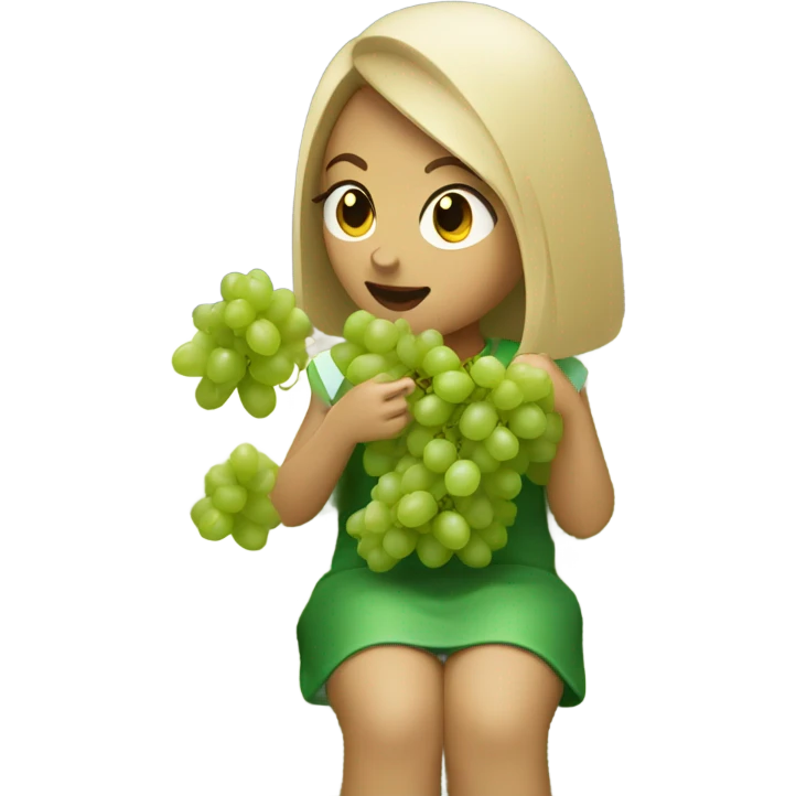 Girl eating green grapes sitting on the couch emoji