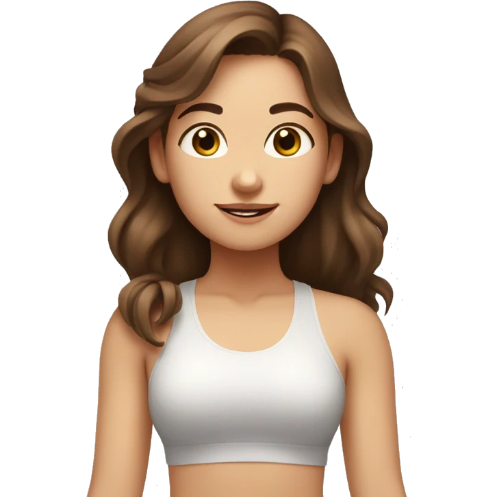 Brown hair and eyes fair complexion girl doing yoga emoji