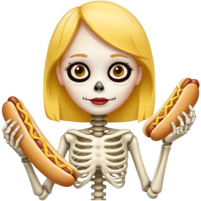 girl skeleton holding hot dog emoji