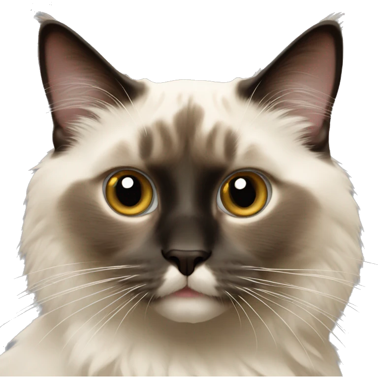 Ragdoll cat with hazel eyes holding rose emoji