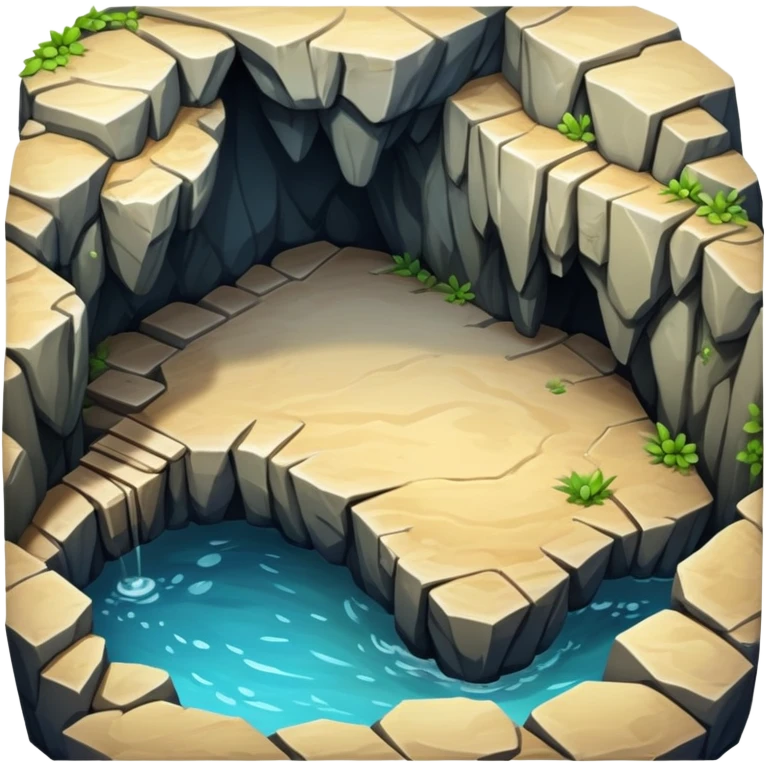 generate realistic detailed cave patform 2d top view emoji