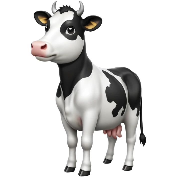 cinematic-[black and white cow]-realistic-full-body-standing-emoji,-tail-flicking-lazily,-head-tilted-dramatically,-sleek-[black and white]-coat,-simplified-yet-realistic-focused-features,-highly-detailed,-glowing-with-an-almost-sarcastic-glow emoji
