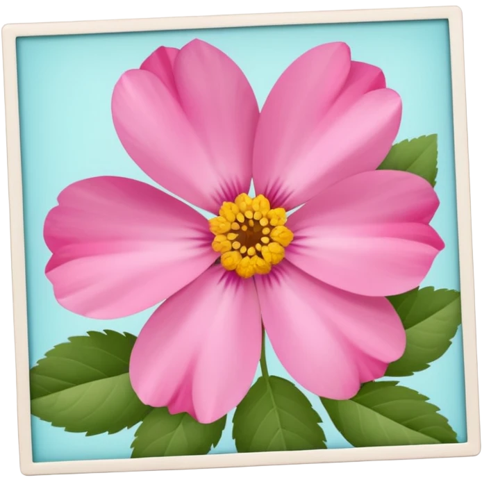 Polaroid photo of pink flowers emoji