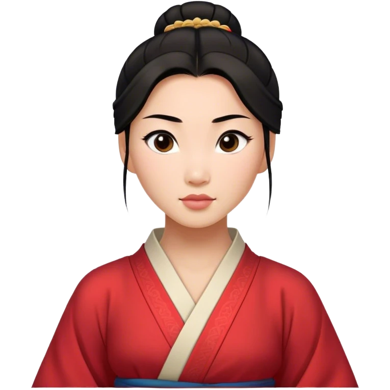 Cinematic Realistic Timeless Mulan Portrait, featuring a serene and confident Mulan with intricately detailed, natural light skin and precisely styled dark hair in a traditional bun. Her expression is calm and assured, and her simple, traditional robe is rendered with realistic textures and delicate, natural folds that catch the light beautifully. The portrait is illuminated by soft, ambient light that creates a natural, radiant finish and subtle glowing outline, perfectly capturing her enduring beauty and quiet strength in a timeless, realistic manner. emoji