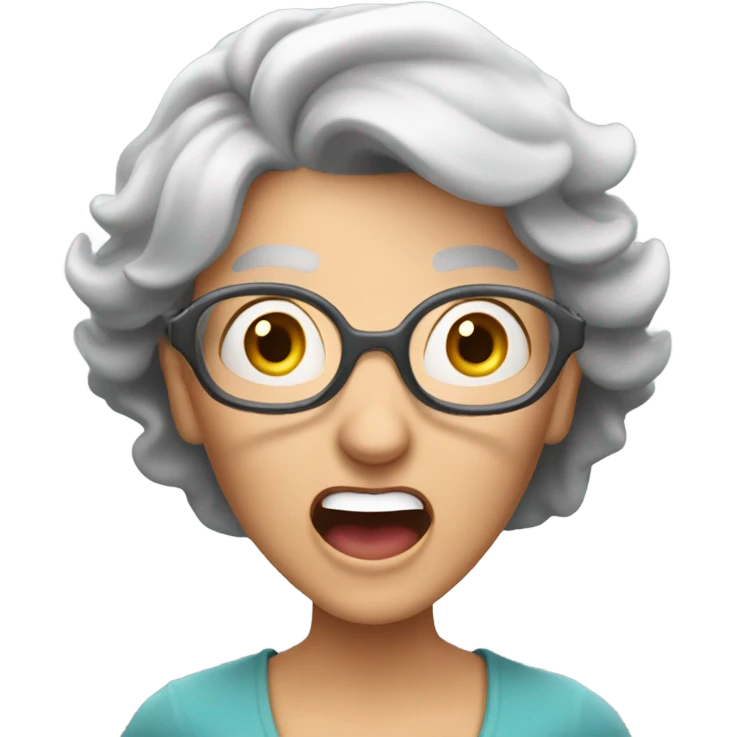 Gray haired lady yelling bingo emoji