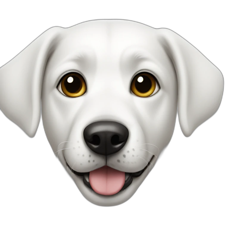 white dog with black spot on half of the face and black ear on the same side emoji